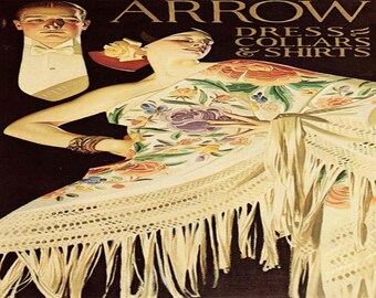 J.C. Leyendecker: “Arrow Collar, 1922 II", Extremely Rare Vintage Bookplate Print, Illustration Circa 1922. Leyendecker Art Print