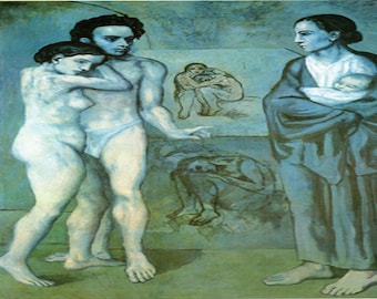 Pablo Picasso: "Life", Extremely Rare Vintage Bookplate Print, Painting Circa 1903. Picasso Art Print; Picasso Art; Picasso Print; Picasso