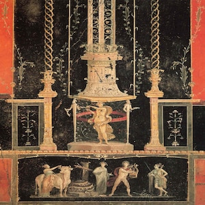 Artist Unknown: &quot;Apollo Victorious Over Python&quot;, Extremely Rare Original Vintage Bookplate Print, Wall Painting Before 79 C.E.; Italian Art