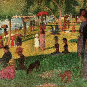 Georges Seurat: “Afternoon Stroll&quot;, Extremely Rare Vintage Bookplate Print, Painting Circa 1884. Impressionism; Seurat Art