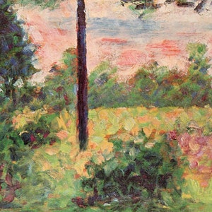 Georges Seurat: “Barbizon Landscape&quot;, Extremely Rare Vintage Bookplate Print, Painting Circa 1882. Impressionist; Impressionism; Landscapes