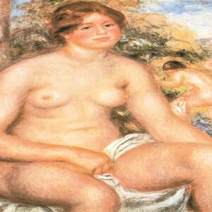 Pierre-Auguste Renoir: “The Bathers&quot;, Extremely Rare Vintage Bookplate Print, Painting Circa 1919. Renoir Art; Renoir Print; Impressionism