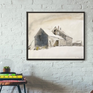 Giclée Fine Art Print; &quot;Olsons In Snow&quot; By Andrew Wyeth; Fine Art Print; Giclée Print; Andrew Wyeth; Andrew Wyeth Art; Wyeth Art Print