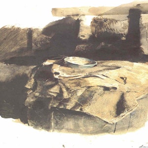 Andrew Wyeth: &quot;Blue Measure, Study&quot;, Extremely Rare Vintage Bookplate Print, Painting Circa 1985. Wyeth Art; Wyeth Print; Wyeth Art Print