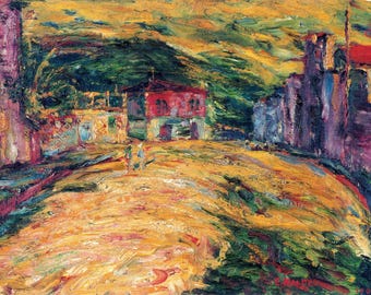 Emil Nolde: “Piazza San Dominico II", Extremely Rare Vintage Bookplate Print, Painting Circa 1905. Expressionism Art Print; Expressionism