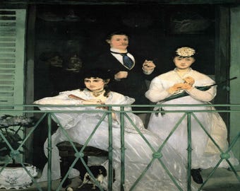 Edouard Manet: "The Balcony", Extremely Rare Original Vintage Bookplate Print, Paining Circa 1868. Manet Art; Impressionism Art Print
