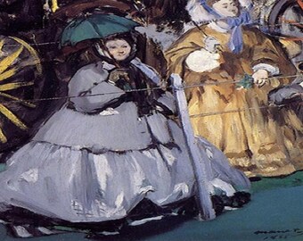 Edouard Manet: "Women At The Races", Extremely Rare Vintage Bookplate Print, Painting Circa 1865. Impressionism; Impressionist Art Print