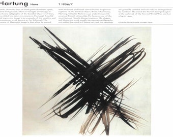 Hans Hartung: “T 1956/7", Extremely Rare Original Bookplate Print, Painting Circa 1957. Abstract Art; Abstract Art Print; Abstract