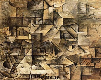 Pablo Picasso: "Ma Jolie", Extremely Rare Vintage Bookplate Print, Painting Circa 1912. Picasso; Picasso Art Print; Abstract Art Print