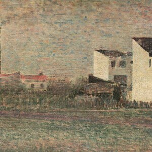 Georges Seurat: “Industrial Suburb&quot;, Extremely Rare Vintage Bookplate Print, Painting Circa 1883. Impressionist; Impressionism; Landscapes