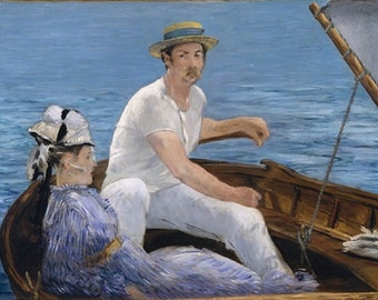 Edouard Manet: "Boating", Extremely Rare Vintage Bookplate Print, Painting Circa 1874. Manet Art; Manet Print; Impressionism