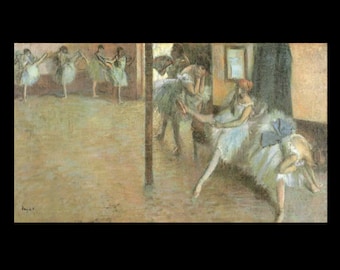 Edgar Degas: "The Ballet Rehearsal I", Extremely Rare Original Bookplate Print, Painting Circa 1875.  Matboard Mounted. Edgar Degas Art