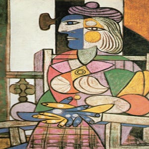 Pablo Picasso: &quot;Seated Woman, 1937&quot;, Extremely Rare Vintage Bookplate Print, Painting Circa 1937. Picasso; Picasso Art; Abstract Art