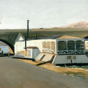 Edward Hopper: “Wash Boats&quot;, Extremely Rare Original Bookplate Print, Painting Circa 1907. Edward Hopper Art Print; Realism Art Print