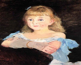 Edouard Manet: “Portrait Of A Girl", Extremely Rare Original Bookplate Print, Painting Circa 1878. Edouard Manet; Manet Art; Manet Art Print