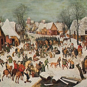 Pieter Bruegel The Elder: “The Massacre Of The Innocents&quot; Extremely Rare Vintage Bookplate Print, Painting Circa 1566. Old World Art