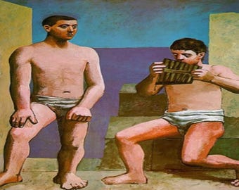Pablo Picasso: "Pipes Of Pan", Very Rare Original Vintage Bookplate Print, Painting Circa 1923. Picasso; Picasso Art Print; Abstract