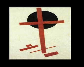 Kasimir Malevich: “Red Cross In Black Circle", Extremely Rare Bookplate Print, Painting Circa 1920. Matboard Mounted. Abstract Art Print