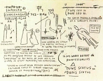 Jean-Michel B.: “Bishop", Extremely Rare Original Bookplate Print, Painting Circa 1982-83. Modern Art Print; Basquiat Art