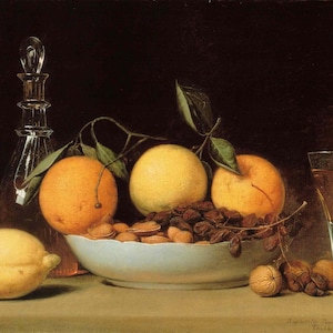 Raphaelle Peale: “A Dessert&quot;, Extremely Rare Original Bookplate Print, Painting Circa 1824. Realism Art Print; Realism Art; Realism