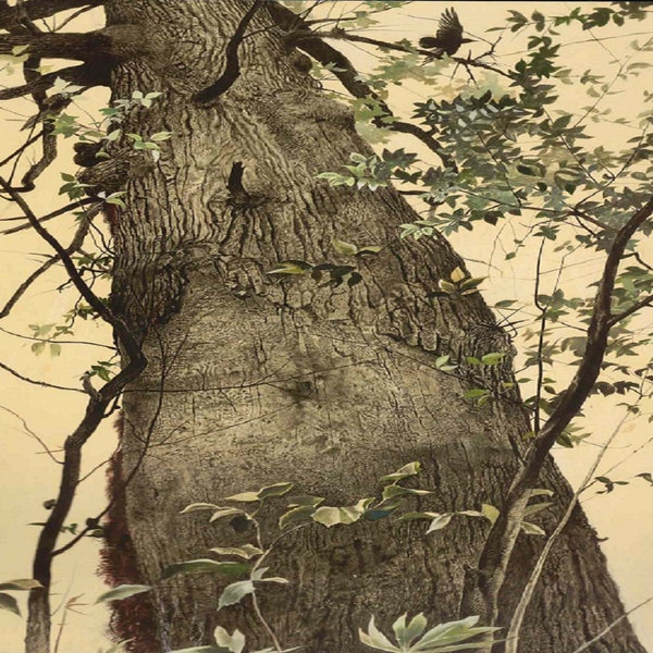 Andrew Wyeth: "The Oak", Extremely Rare Original Bookplate Print, Painting Circa 1944. Wyeth Art; Wyeth Print; Americana Art Print