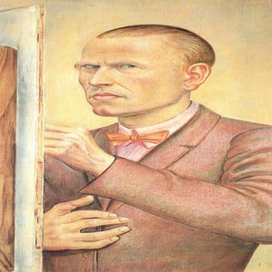Otto Dix: “Self-Portrait With Easel&quot;, Extremely Rare Vintage Bookplate Print, Painting Circa 1926. Otto Dix Art; Otto Dix; Expressionism