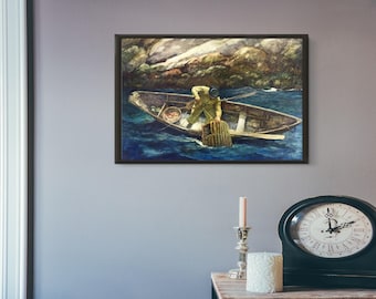 Lámina Giclée de Bellas Artes; "El hombre langosta de Deep Cove" de N.C. Wyeth; Lámina Giclée; N.C. Wyeth; Arte Wyeth; Lámina de Arte Wyeth