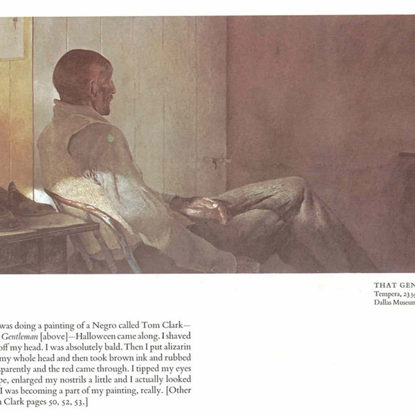 Andrew Wyeth: "That Gentleman", Extremely Rare Vintage Bookplate Print, Painting Circa 1960. Wyeth Art; Wyeth Art Print; Americana Art