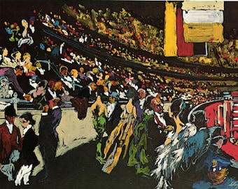 LeRoy Neiman: “National Horse Show", Extremely Rare Vintage Bookplate Print, Painting Circa 1967. LeRoy Neiman Art; LeRoy Neiman