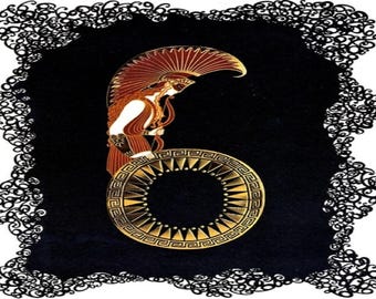 Erté: "La serie numérica “6", Ex libris vintage extremadamente raro, pintura circa 1967. Erté; Arte Erté; Grabado Erté; Art Nouveau