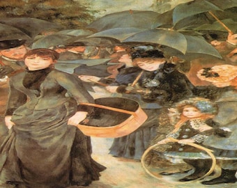 Pierre-Auguste Renoir: “The Umbrellas", Extremely Rare Original Bookplate Print, Painting Circa 1883. Impressionist Art; Renoir Print