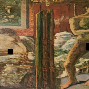 Pierre Bonnard: &quot;Man And Woman&quot;, Extremely Rare Vintage Bookplate Print, Painting Circa 1900. Bonnard Art; Impressionism Art Print; Mature