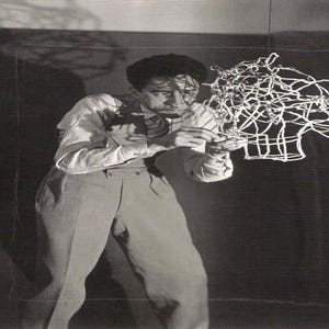 Man Ray: “Jean Cocteau Sculpting His Own Head In Wire&quot;, Extremely Rare Vintage Bookplate Print, Photograph Circa 1925. Portrait Art Print