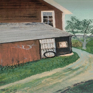 Grandma Moses: “The Road In Back&quot;, Extremely Rare Original Bookplate Print, Painting Circa 1940. Grandma Moses; Grandma Moses Art Print