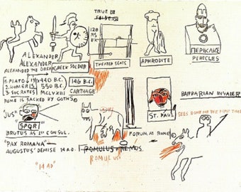 Jean-Michel B.: “False", Extremely Rare Original Bookplate Print. Modern Art Print; Basquiat Art Print; Basquiat Art; Abstract Art