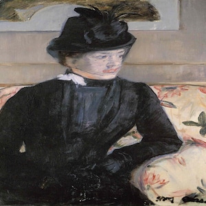 Mary Cassatt: &quot;Young Woman In Black&quot; Extremely Rare Original Bookplate Print, Painting Circa 1883. Mary Cassatt Art Print; Impressionism Art