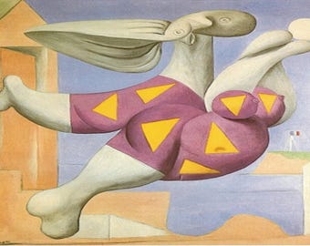Pablo Picasso: "Bather With Beach Ball", Extremely Rare Vintage Bookplate Print, Painting Circa 1932. Picasso; Picasso Art Print; Abstract