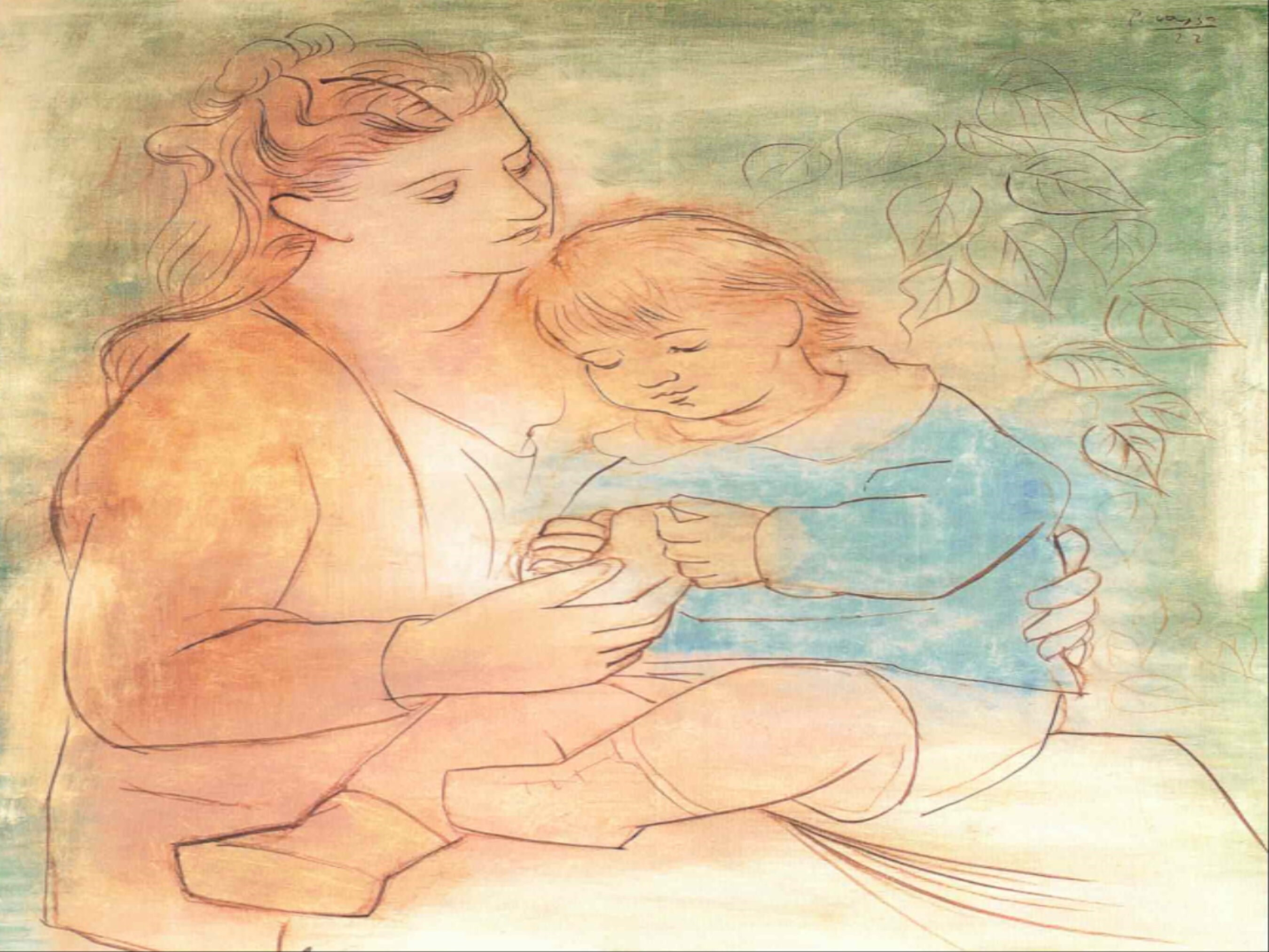 Pablo Picasso: "Mother And Child", Extremely Rare Original Bookplate Print, Painting Circa 1922. Picasso; Picasso Art; Picasso Art Print