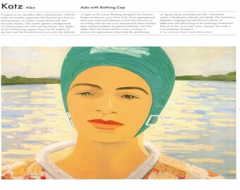 Alex Katz: “Ada With Bathing Cap", Extremely Rare Original Bookplate Print, Painting Circa 1965. Modern Print; Modern Art Print; Modern Art