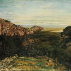 John la Farge: “The Last Valley&quot;, Extremely Rare Original Bookplate Print, Painting Circa 1868; Realism Art; Realism Art Print; Landscapes