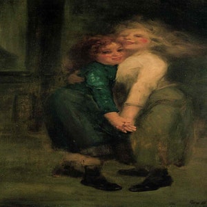 George Luks: &quot;The Spielers&quot;, Extremely Rare Original Bookplate Print, Painting Circa 1905. Realism; Realism Art; Realism Art Print