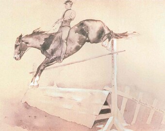 Frederic Remington: “Jump", Extremely Rare Original Bookplate Print, Painting Circa 1880. Americana; Classic Art; Remington Art Print