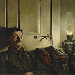 Andrew Wyeth: &quot;Oil Lamp&quot;, Extremely Rare Original Bookplate Print, Painting Circa 1945. Wyeth Art; Wyeth Print; Americana Art Print