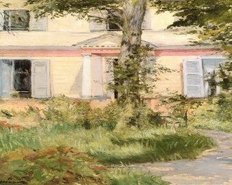 Edouard Manet: "The Villa", Extremely Rare Vintage Bookplate Print, Painting Circa 1882. Manet Art; Manet Print; Impressionism Art Print