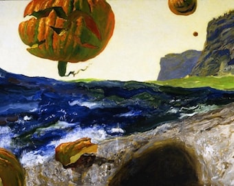 Jamie Wyeth: &quot;The Headlands Of Monhegan Island, Maine&quot;, Extremely Rare Original Vintage Bookplate Print, Painting Circa 2007