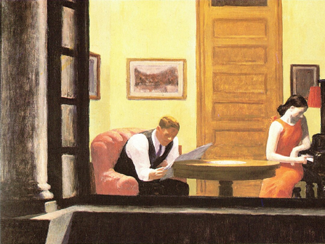 Edward Hopper room in New York, Extremely Rare Vintage Bookplate Print, Painting Circa 1932