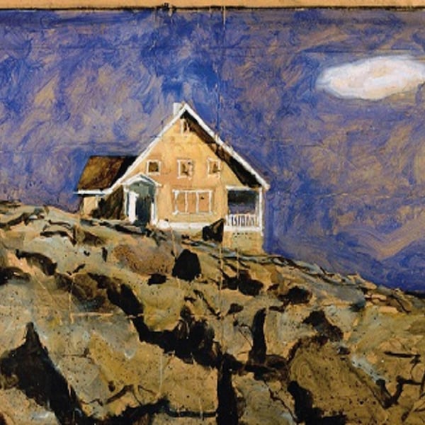 Jamie Wyeth: "Kent House, Study #1", Extremely Rare Original Bookplate Print, Painting Circa 1972. Wyeth Art; Wyeth Print; Americana Art