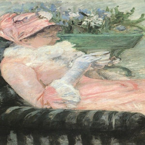 Mary Cassatt: &quot;The Cup Of Tea&quot;, Extremely Rare Original Bookplate Print, Painting Circa 1879. Cassatt Print; Mary Cassatt Art