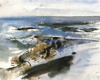 Andrew Wyeth: "Untitled, 1939 III", Extremely Rare Vintage Bookplate Print, Painting Circa 1939. Wyeth Art; Wyeth Art Print; Landscapes