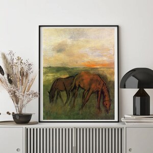 Giclée Fine Art Print; &quot;Two Horses In A Pasture&quot; By Edgar Degas; Fine Art Print; Giclée Print; Edgar Degas Art Print; Edgar Degas Art